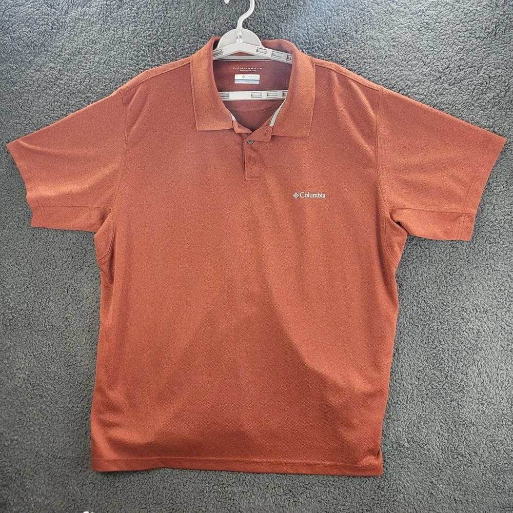Columbia Omni Shade Polo Shirt‎ Orange Mens 2XL Short Sleeve Casual Fishing